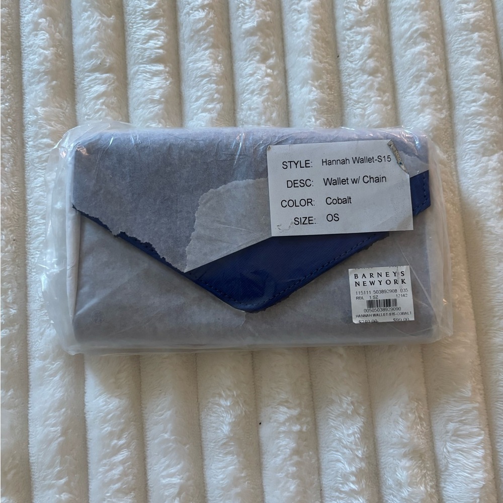 Barneys New York Blue and Gray Wallet with Chain